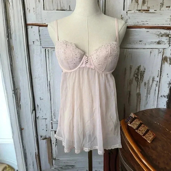 La SENZA Other - La  Senza baby pink and rhinestone baby doll chemise L